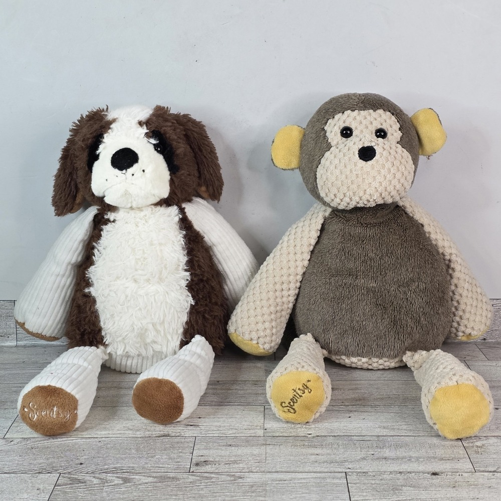Lot 2 Scentsy Buddy MOLLIE MONKEY & Patch The Dog  Stuffed Plushies No Scent 15"